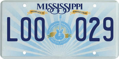 MS license plate LOO029