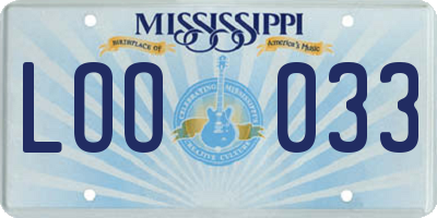 MS license plate LOO033