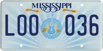 MS license plate LOO036