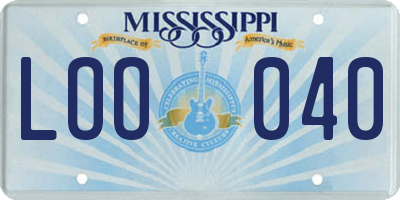 MS license plate LOO040