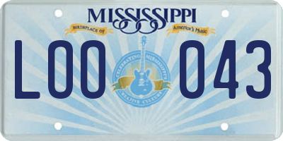 MS license plate LOO043