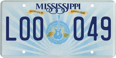 MS license plate LOO049