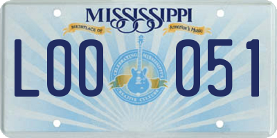 MS license plate LOO051