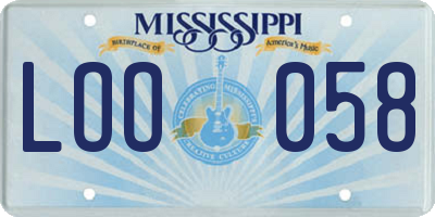 MS license plate LOO058