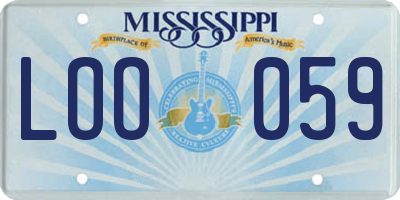 MS license plate LOO059