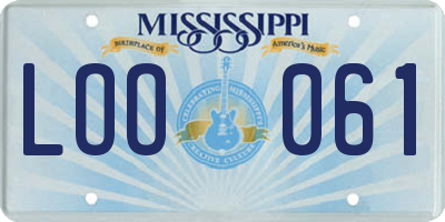 MS license plate LOO061