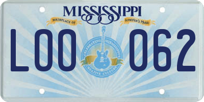 MS license plate LOO062