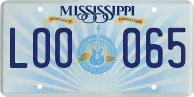 MS license plate LOO065