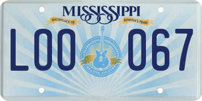 MS license plate LOO067