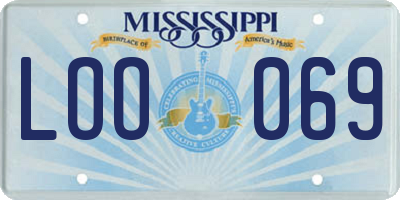 MS license plate LOO069