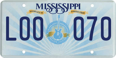 MS license plate LOO070