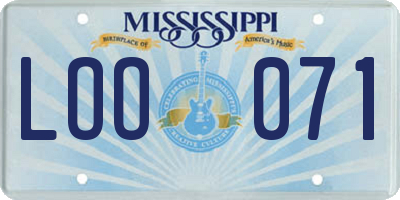 MS license plate LOO071
