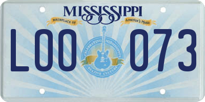 MS license plate LOO073