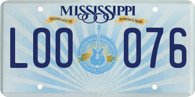 MS license plate LOO076