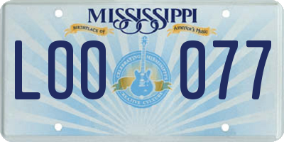MS license plate LOO077