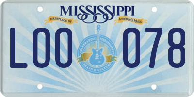 MS license plate LOO078