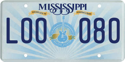 MS license plate LOO080