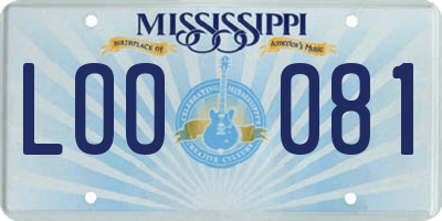 MS license plate LOO081