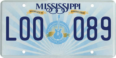 MS license plate LOO089