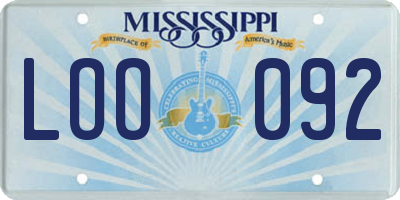 MS license plate LOO092