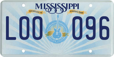 MS license plate LOO096