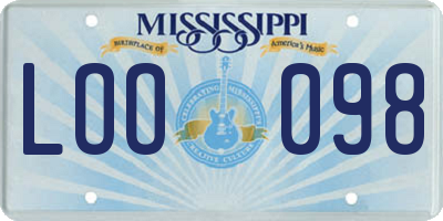 MS license plate LOO098