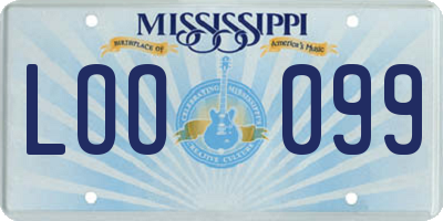 MS license plate LOO099