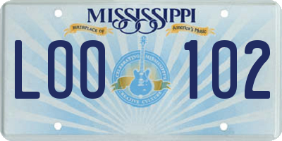 MS license plate LOO102