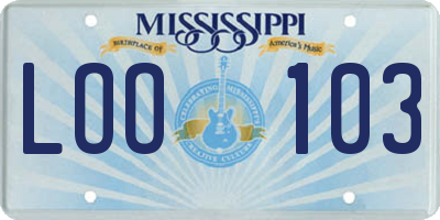 MS license plate LOO103