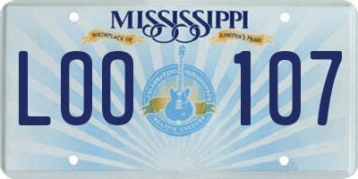 MS license plate LOO107