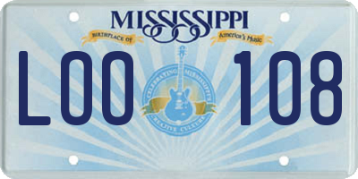 MS license plate LOO108