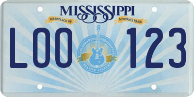 MS license plate LOO123
