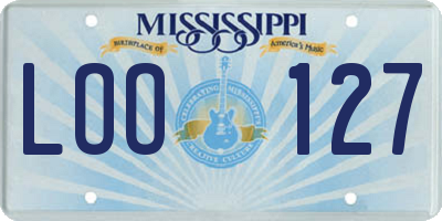 MS license plate LOO127