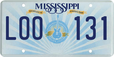 MS license plate LOO131