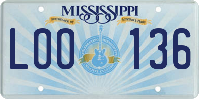 MS license plate LOO136