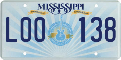 MS license plate LOO138