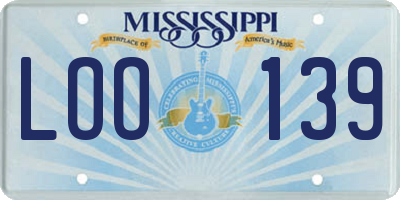 MS license plate LOO139
