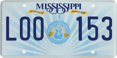 MS license plate LOO153
