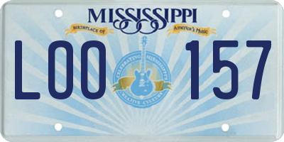 MS license plate LOO157