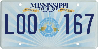 MS license plate LOO167
