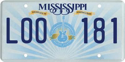 MS license plate LOO181