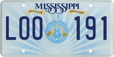 MS license plate LOO191