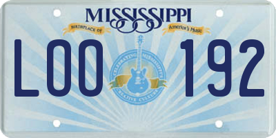 MS license plate LOO192