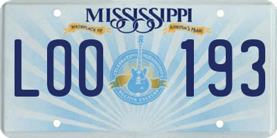 MS license plate LOO193