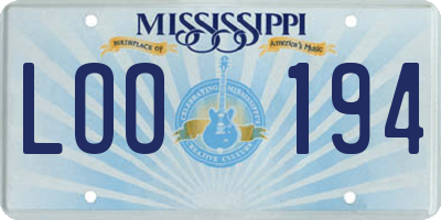 MS license plate LOO194