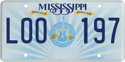 MS license plate LOO197