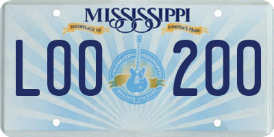 MS license plate LOO200