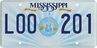 MS license plate LOO201