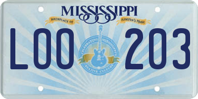 MS license plate LOO203