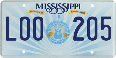 MS license plate LOO205